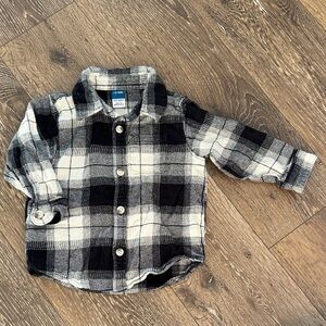 Old Navy Kids Flannel Black and White Plaid Button-Down Shirt